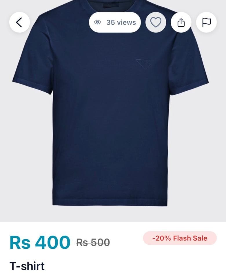 Product page for a T-shirt showing its photo, sale price and title